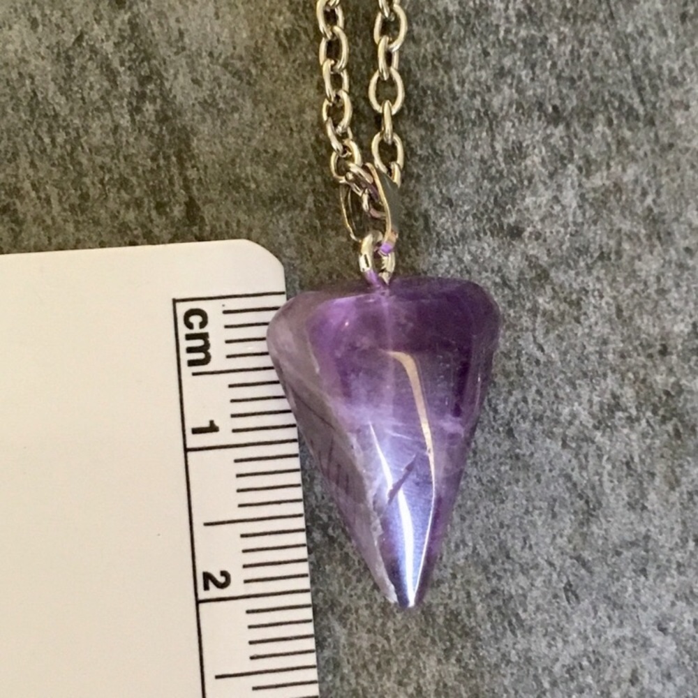 Natural Amethyst & silver toned alloy necklace - Picture 6 of 7